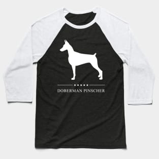 Doberman Pinscher Dog White Silhouette Baseball T-Shirt